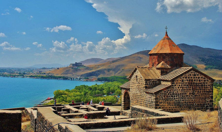 Sevanavank church on the lake Sevan. Armenia.