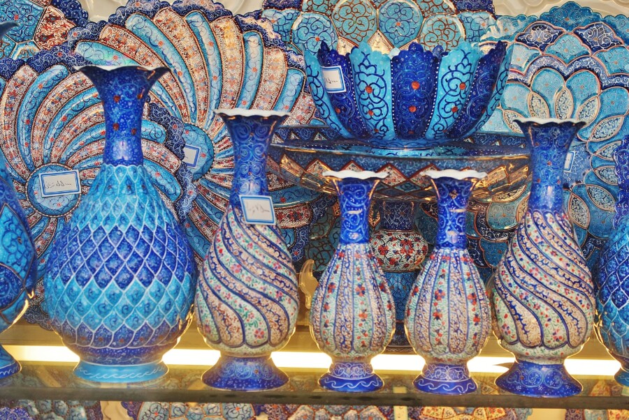 Persian souvenirs in Esfahan. This is what ancient Persia is, not the Islamic Republic of Iran.
