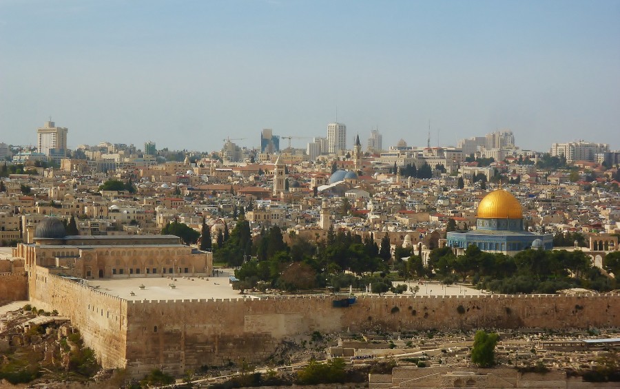View of the Old Town and the Al-Aqsa Mosque. Jerusalem; Israel / Palestine.