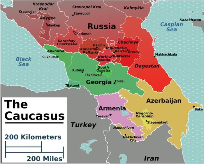 The map of Caucasus.