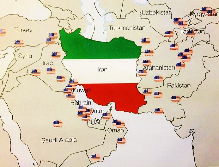 American military bases in the Middle East. Iran.
