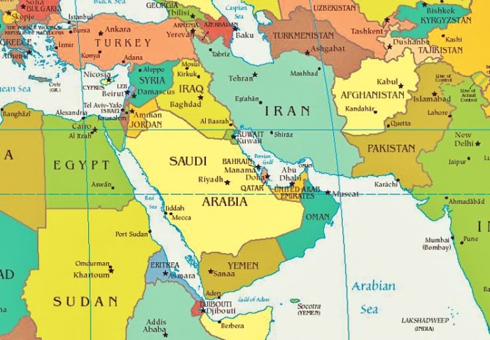 Map of West Asia.