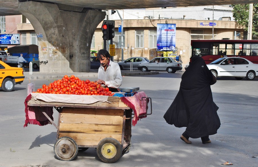 A tomato vendor in Qazvin. Iran.