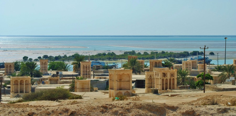 Panorama of Laft town on the Qeshm island. Persian Gulf, Iran.