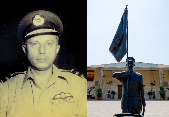General Władysław Turowicz and the monument of him in front of the PAF (Pakistani Air Force) museum in Karachi.